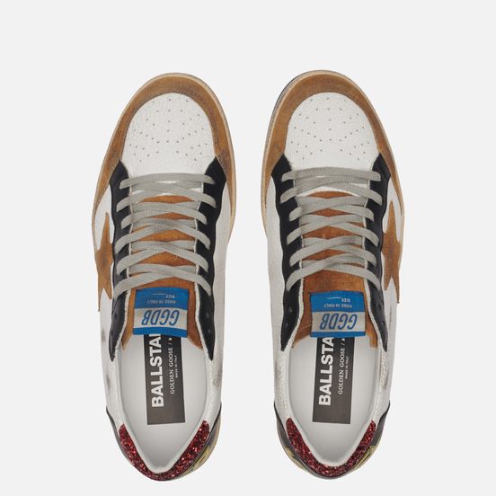 Мужские кроссовки Golden Goose Ball Star Crack/Suede Star White/Elk Brown/Black