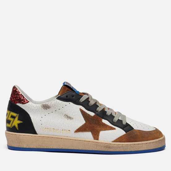 Мужские кроссовки Golden Goose Ball Star Crack/Suede Star White/Elk Brown/Black