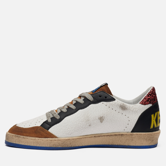 Мужские кроссовки Golden Goose Ball Star Crack/Suede Star White/Elk Brown/Black