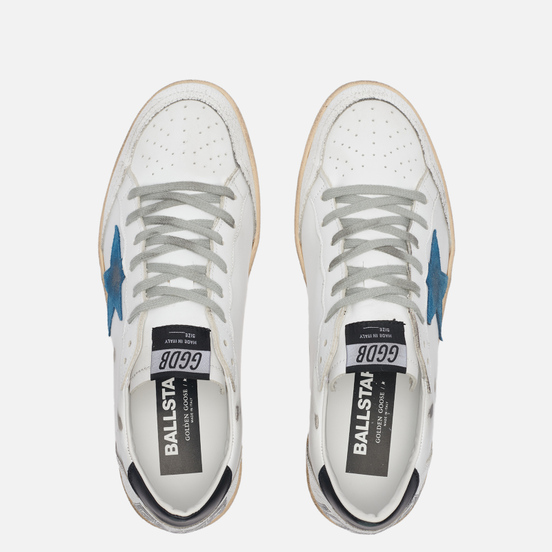 Мужские кроссовки Golden Goose Ball Star Crack Toe Leather/Suede Star White/Blue Storm