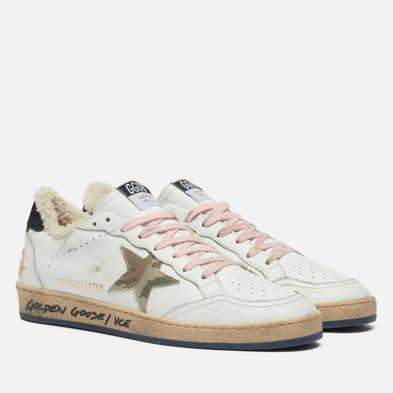 Мужские кроссовки Golden Goose Ball Star Leather/Camouflage Denim Star White/Green Camouflage/Black/Beige