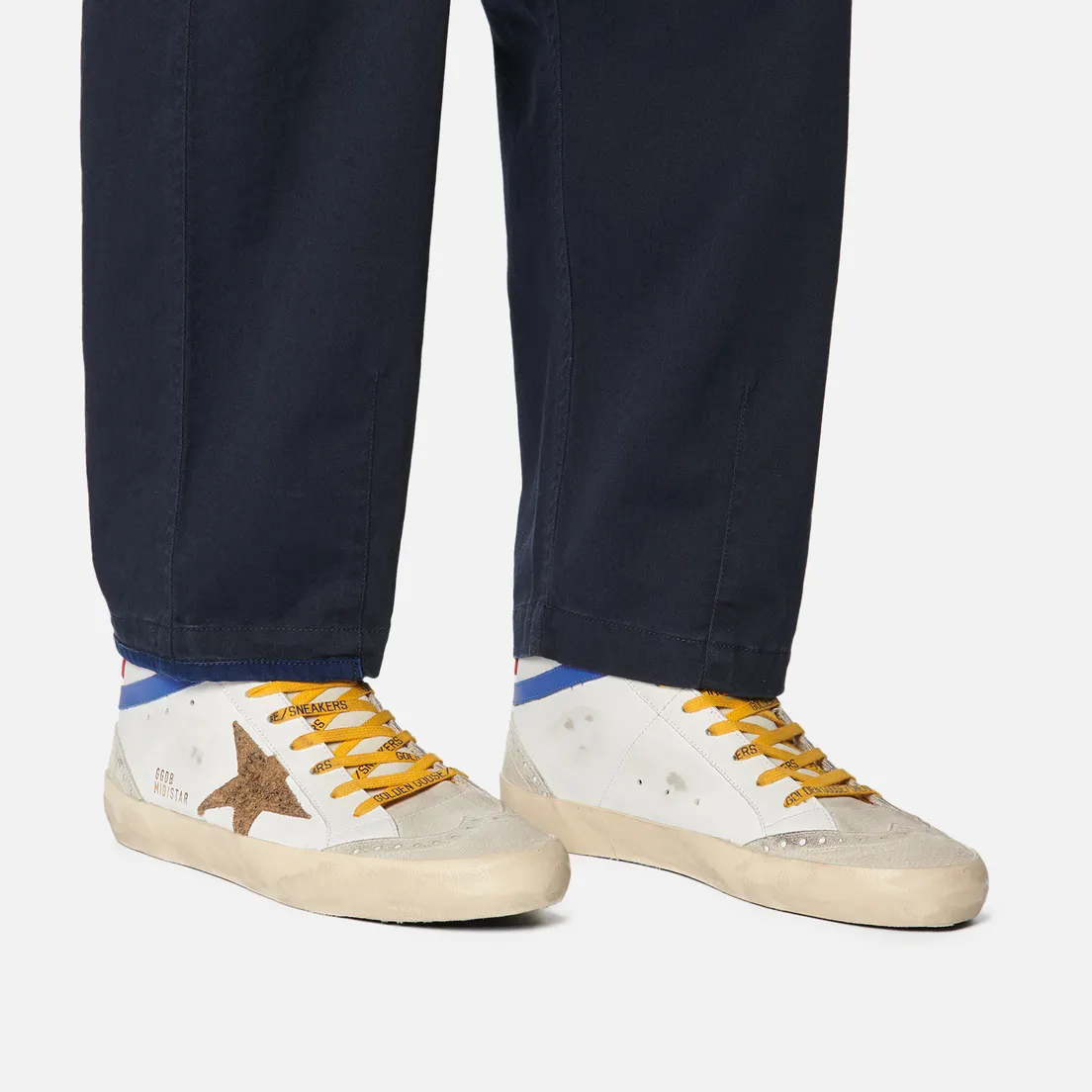 Golden Goose Мужские кроссовки Mid Star leather/Wave Leopard Suede Star