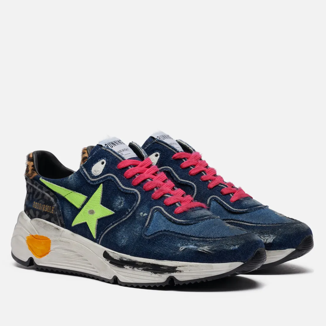 Golden Goose Мужские кроссовки Running Sole Denim/Leather Star
