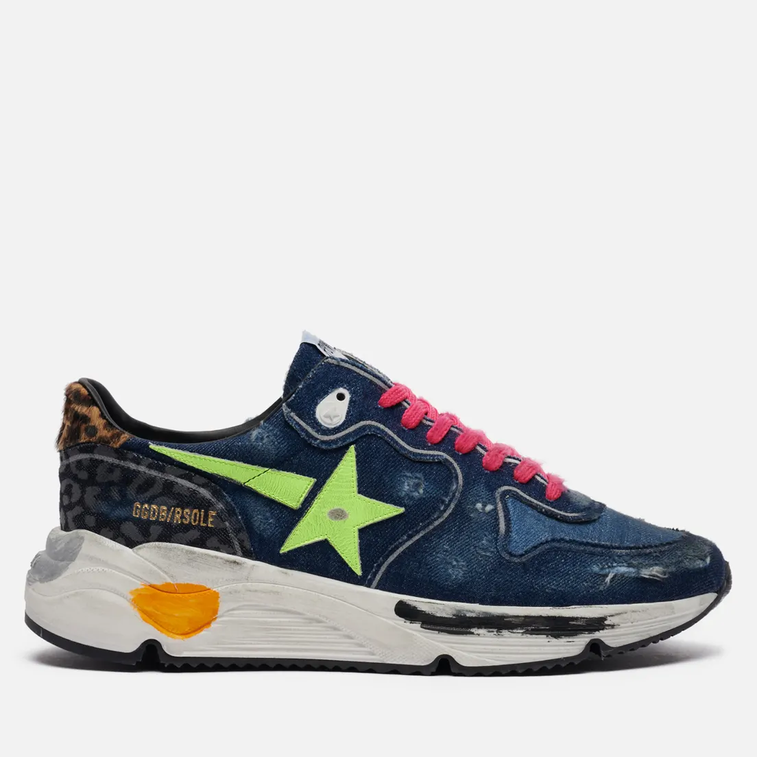 Golden Goose Мужские кроссовки Running Sole Denim/Leather Star