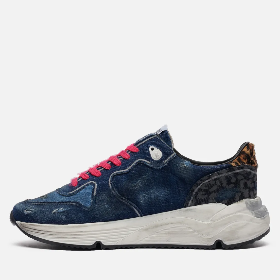 Golden Goose Мужские кроссовки Running Sole Denim/Leather Star