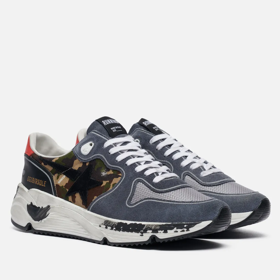Golden Goose Мужские кроссовки Running Sole Camouflage Ripstop/Suede Star