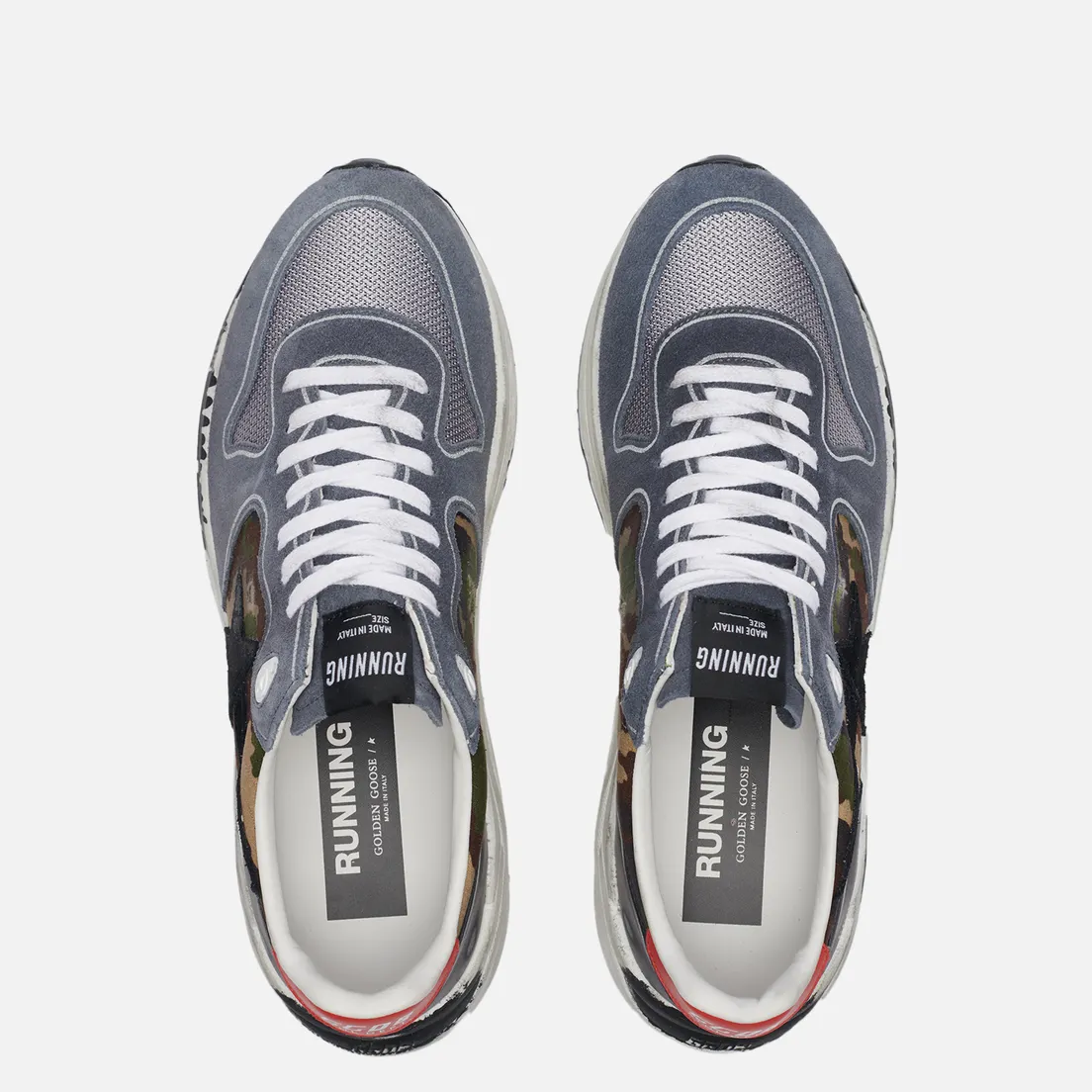 Golden Goose Мужские кроссовки Running Sole Camouflage Ripstop/Suede Star