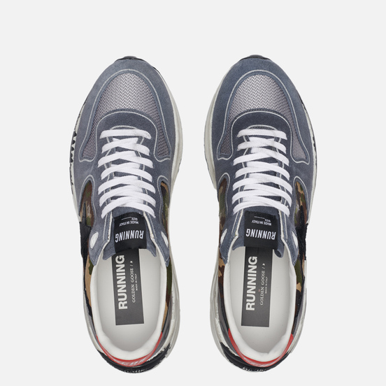 Мужские кроссовки Golden Goose Running Sole Camouflage Ripstop/Suede Star Green Camouflage/Powder Blue/Black