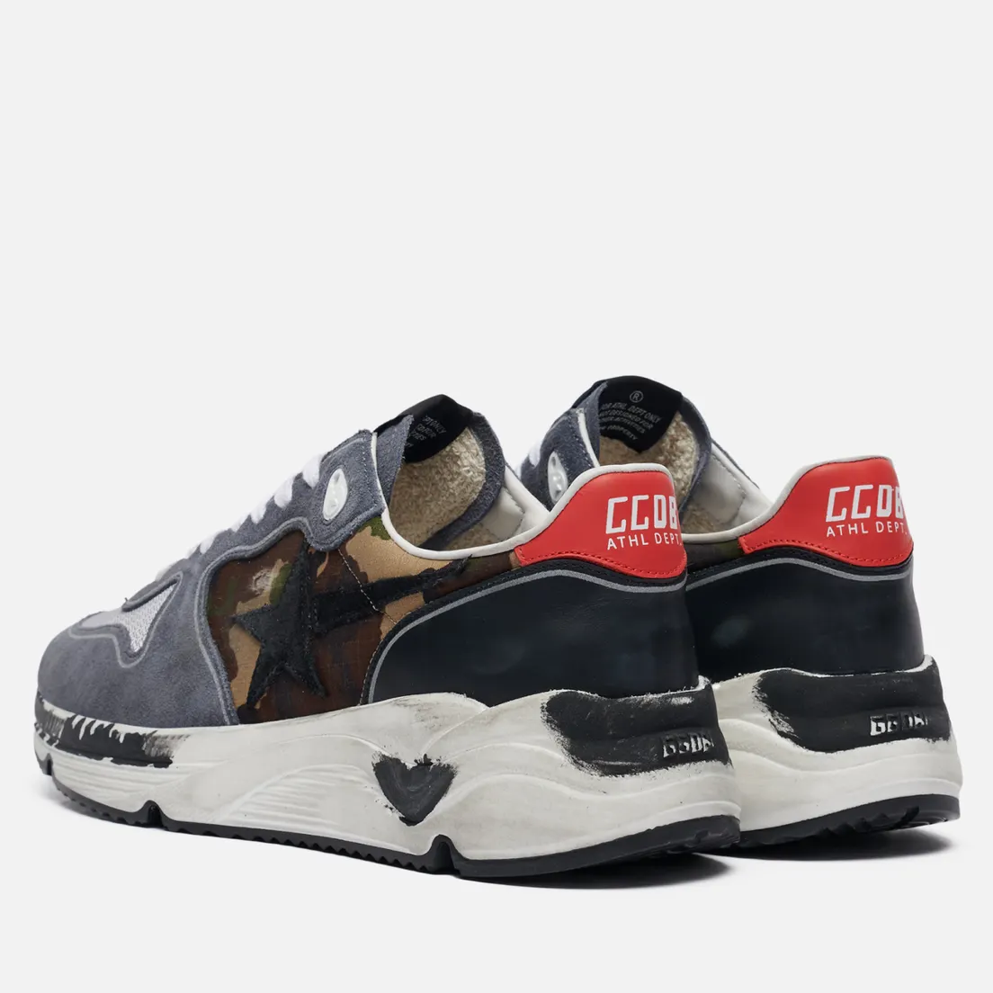 Golden Goose Мужские кроссовки Running Sole Camouflage Ripstop/Suede Star