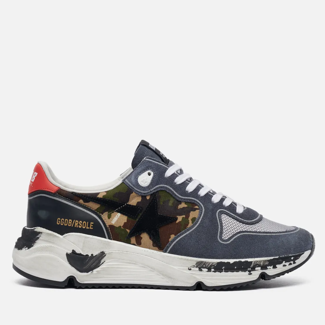 Golden Goose Мужские кроссовки Running Sole Camouflage Ripstop/Suede Star