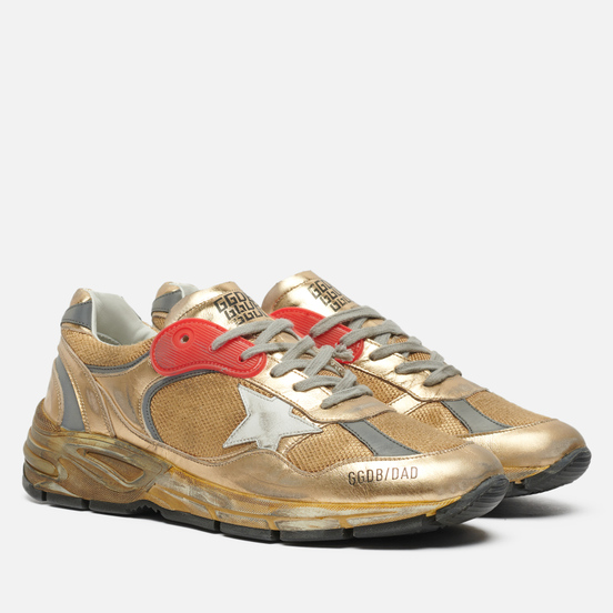 Мужские кроссовки Golden Goose Running Dad Net & Laminated/Leather Star Gold/White