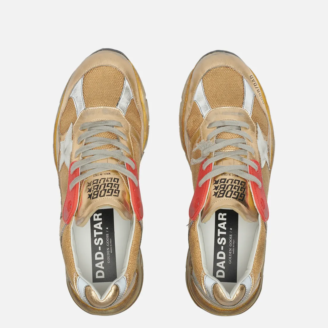 Golden Goose Мужские кроссовки Running Dad Net & Laminated/Leather Star