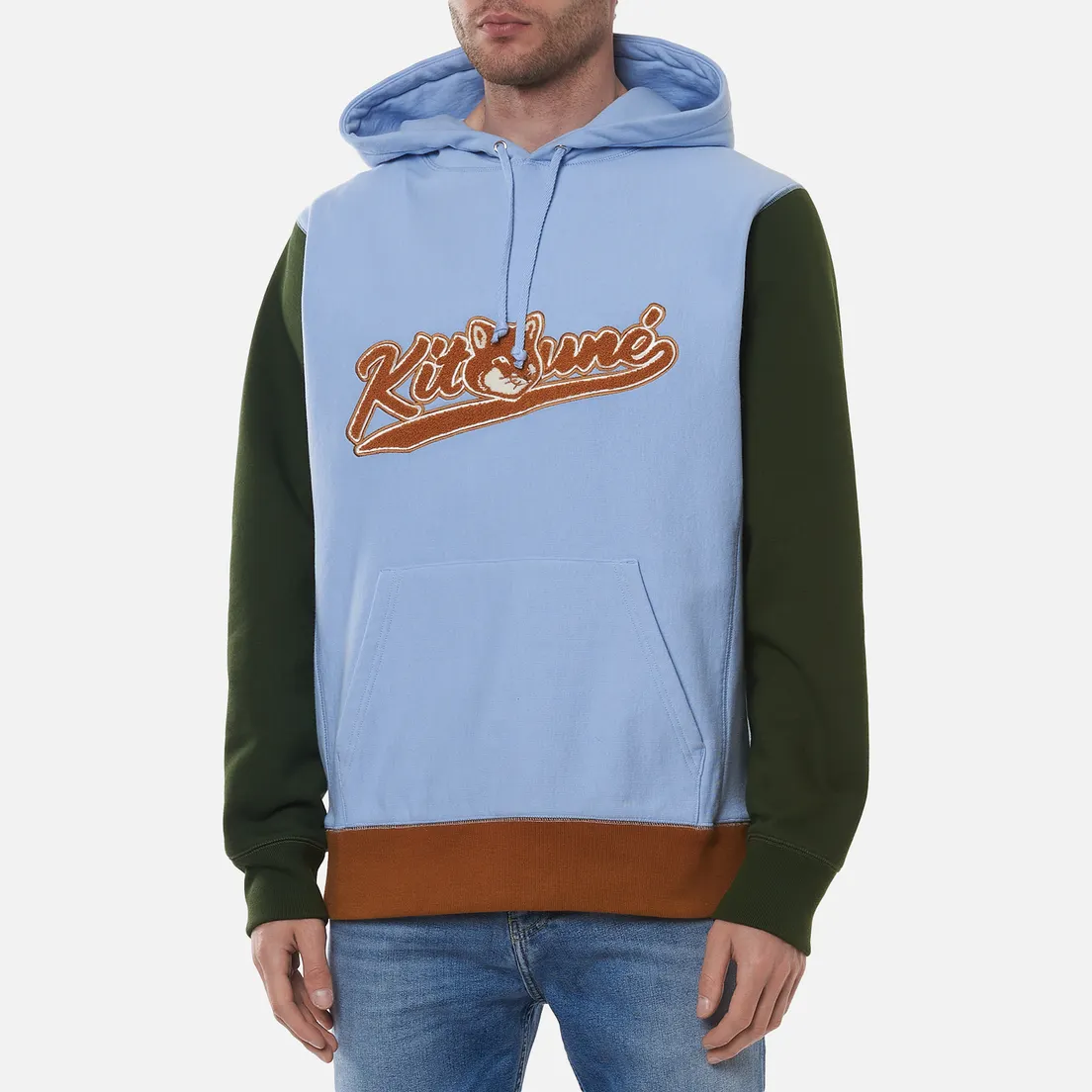 Maison Kitsune Мужская толстовка Varsity Fox Color Block Regular Hoodie