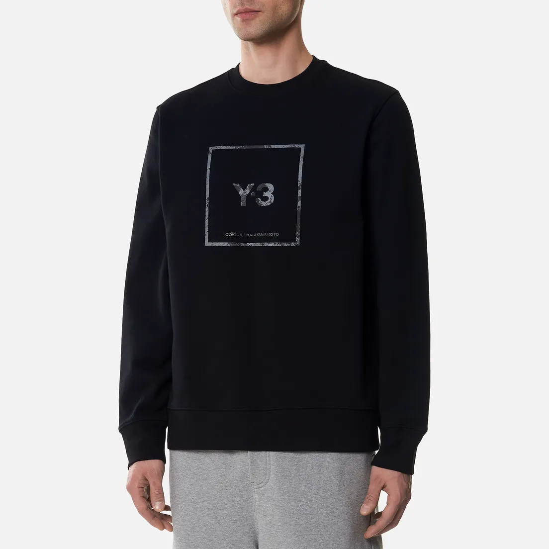 Y-3 Мужская толстовка Square Label Graphic Crew Neck
