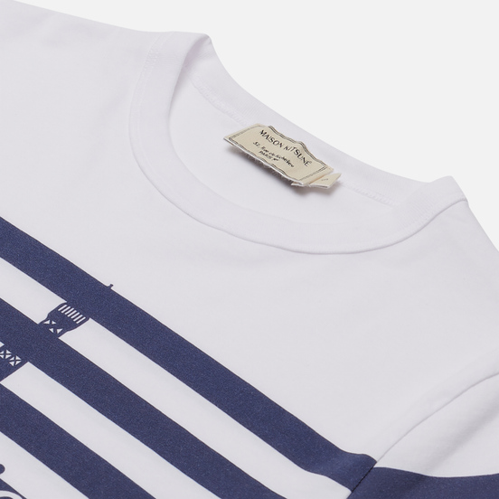Женская футболка Maison Kitsune Parisien Tower Striped Classic White
