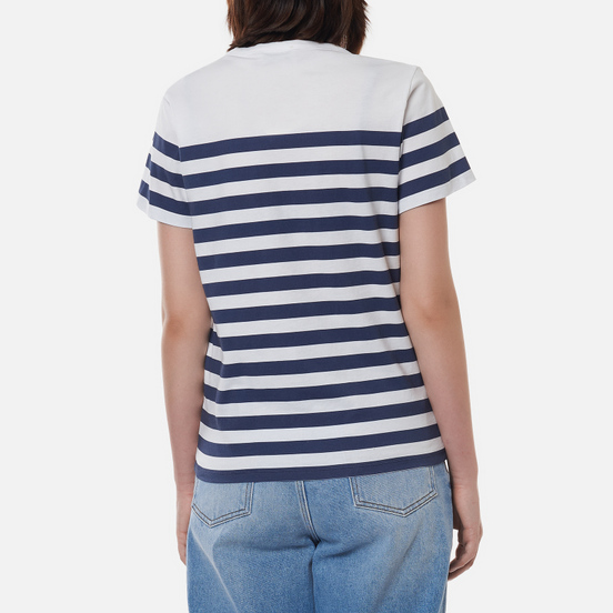 Женская футболка Maison Kitsune Parisien Tower Striped Classic White