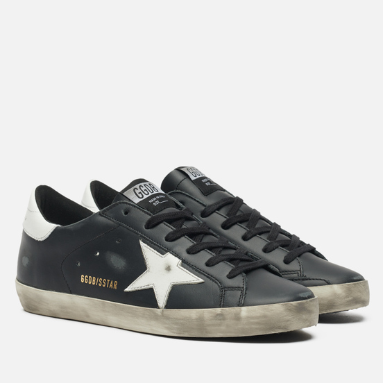 Женские кроссовки Golden Goose Super-Star Leather/Shiny Leather Star Black/White