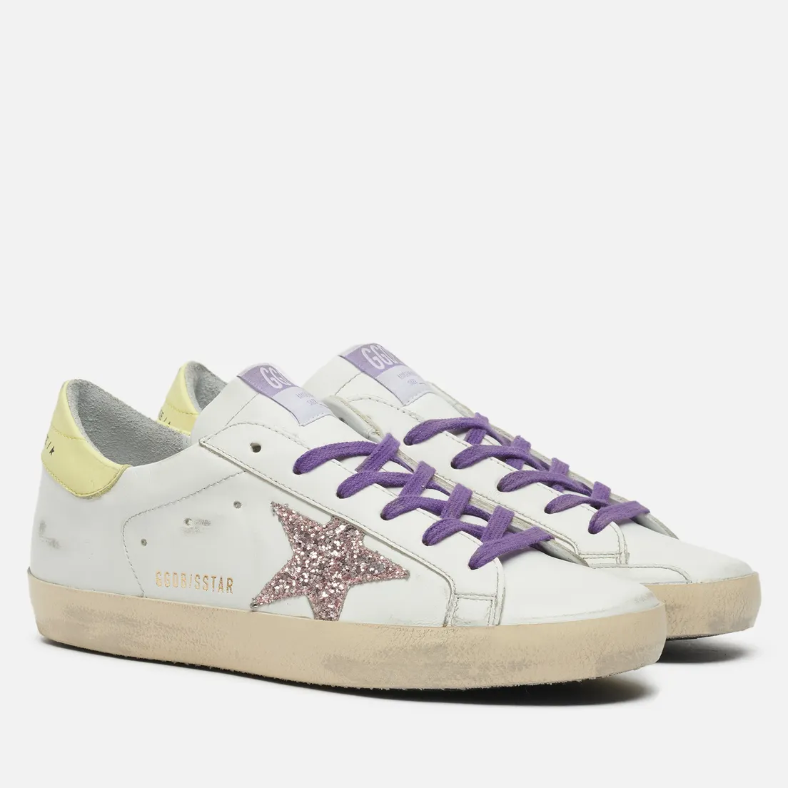 Golden Goose Женские кроссовки Super-Star Leather/Glitter Star