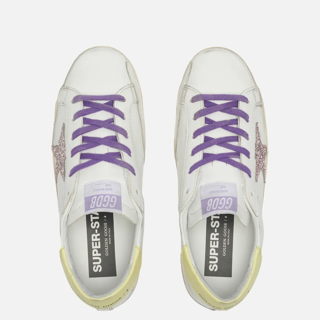 Golden Goose Женские кроссовки Super-Star Leather/Glitter Star