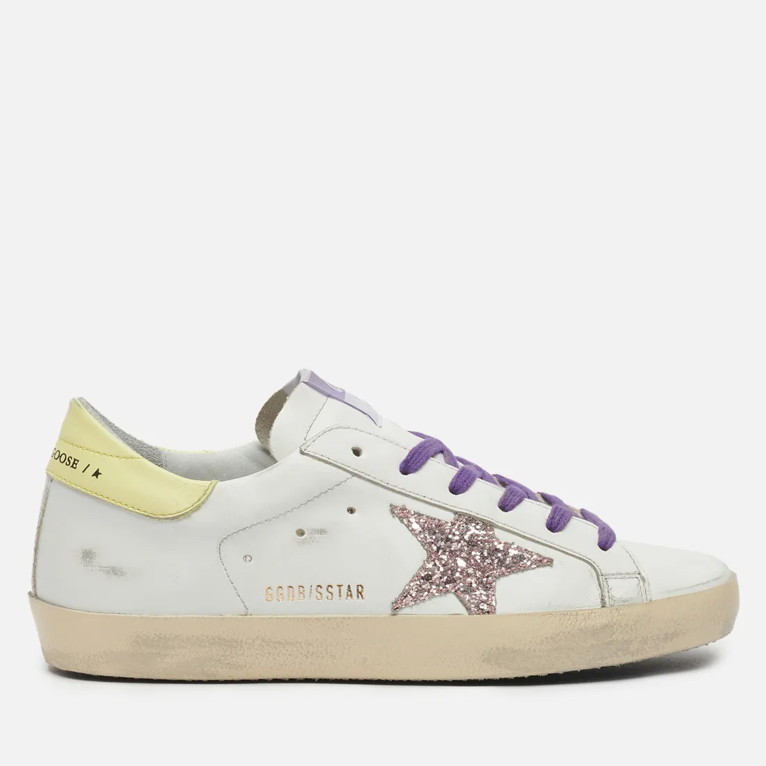 Golden Goose Женские кроссовки Super-Star Leather/Glitter Star