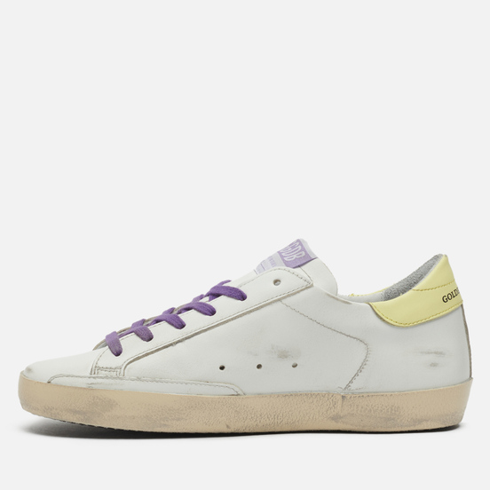 Женские кроссовки Golden Goose Super-Star Leather/Glitter Star White/Pink/Yellow
