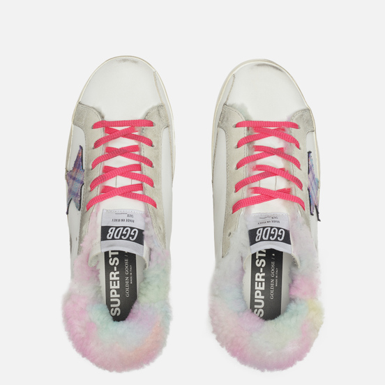 Женские кроссовки Golden Goose Super-Star Leather/Tartan Jacquard Star Tie Dye Print White/Multicolor