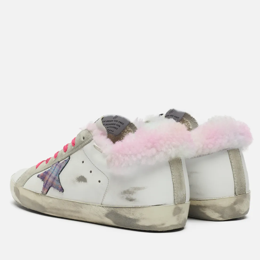 Golden Goose Женские кроссовки Super-Star Leather/Tartan Jacquard Star Tie Dye Print