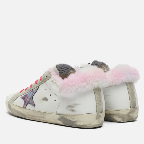 Женские кроссовки Golden Goose Super-Star Leather/Tartan Jacquard Star Tie Dye Print White/Multicolor