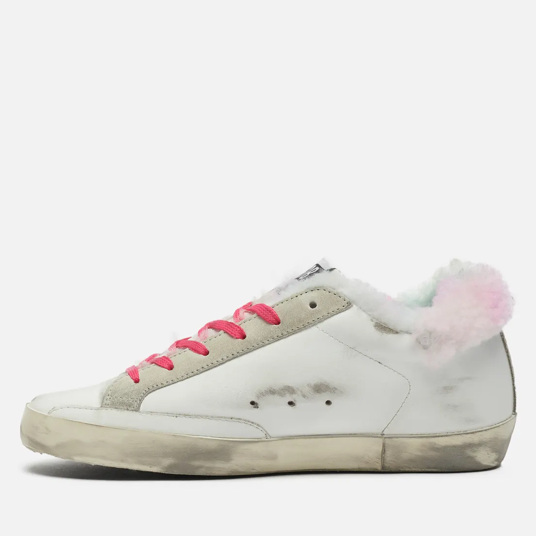Golden Goose Женские кроссовки Super-Star Leather/Tartan Jacquard Star Tie Dye Print