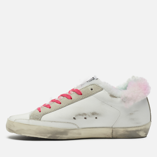 Женские кроссовки Golden Goose Super-Star Leather/Tartan Jacquard Star Tie Dye Print White/Multicolor