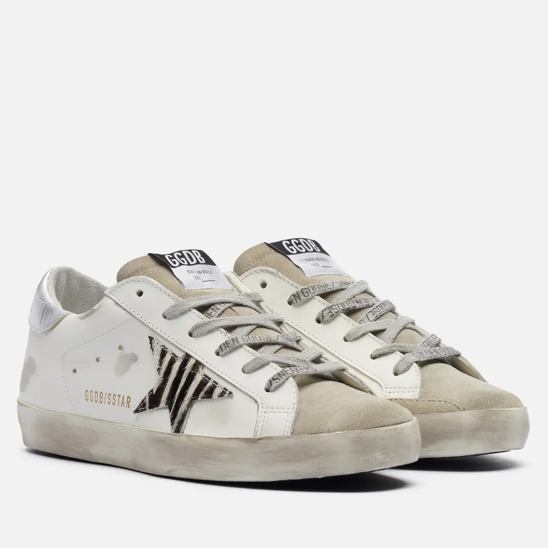 Golden Goose Женские кроссовки Super-Star Zebra Print Pony Skin Star