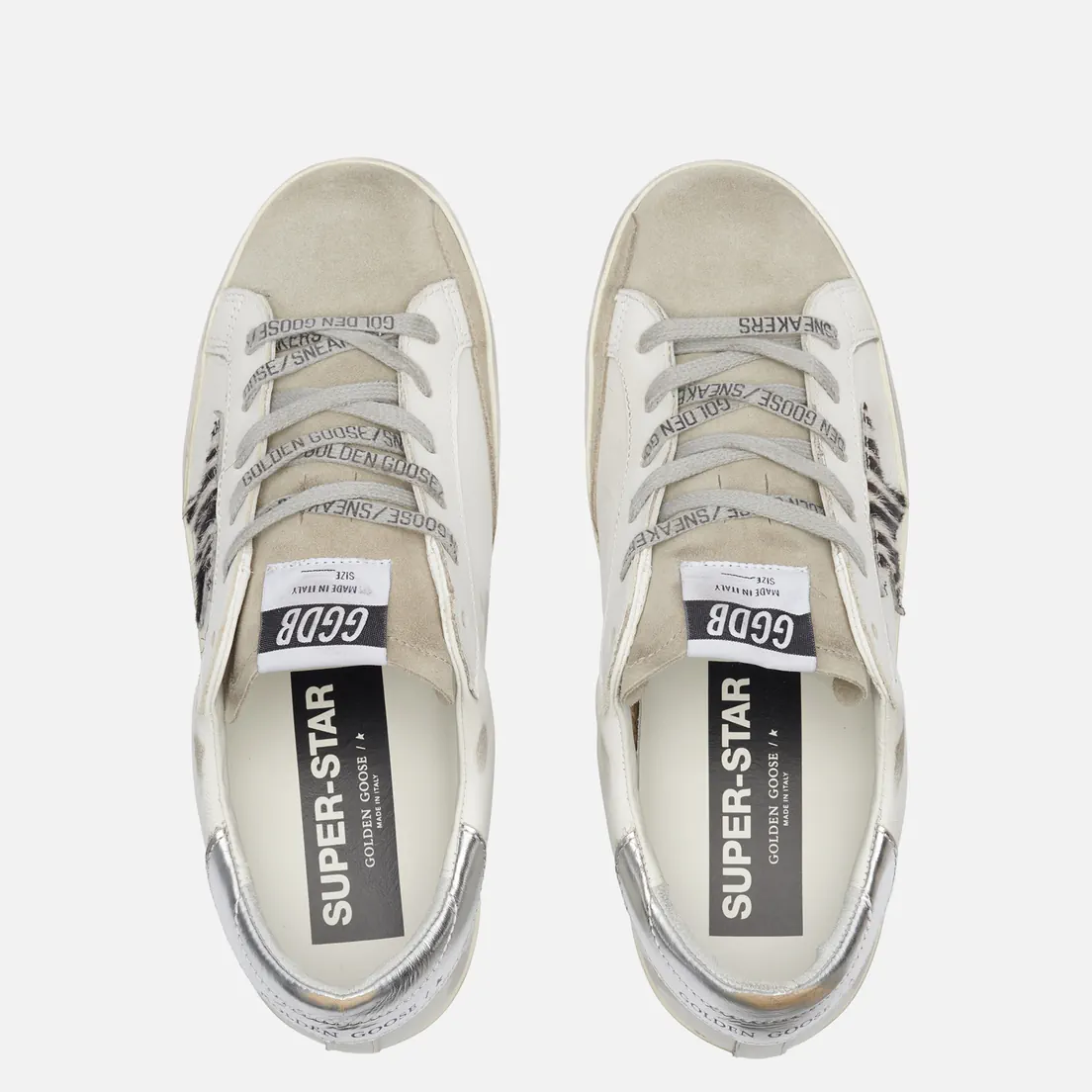 Golden Goose Женские кроссовки Super-Star Zebra Print Pony Skin Star