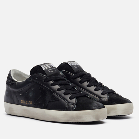 Женские кроссовки Golden Goose Super-Star Suede Star, цвет чёрный, размер 36 EU