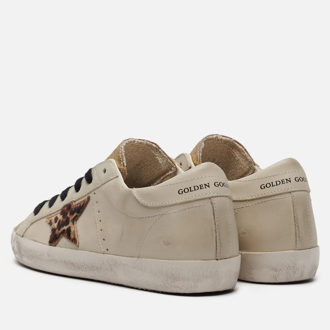 Golden Goose Женские кроссовки Super-Star Leopard Pony Hair Star