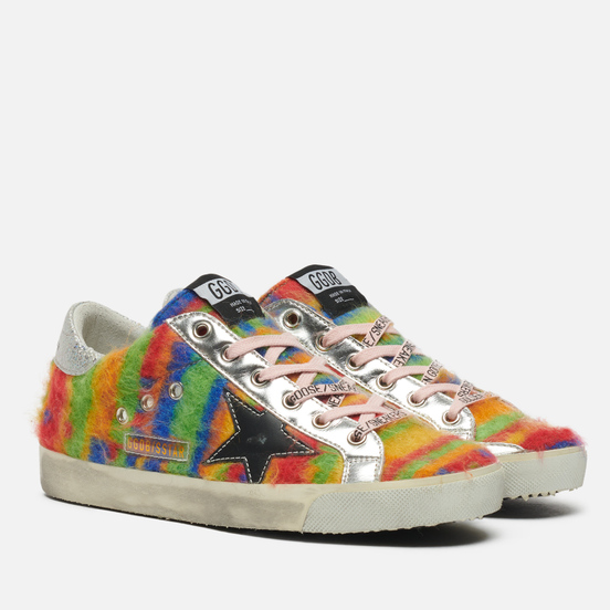 Женские кроссовки Golden Goose Super-Star Tie & Die Wool/Leather Star Multicolor/Black/Silver