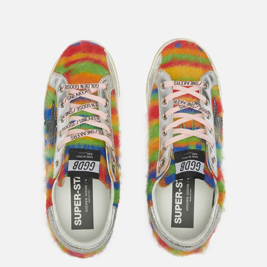Женские кроссовки Golden Goose Super-Star Tie & Die Wool/Leather Star Multicolor/Black/Silver