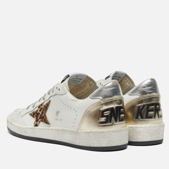 Женские кроссовки Golden Goose Ball Star Leather/Leo Horsy Star White/Beige Brown Black Leo/Silver