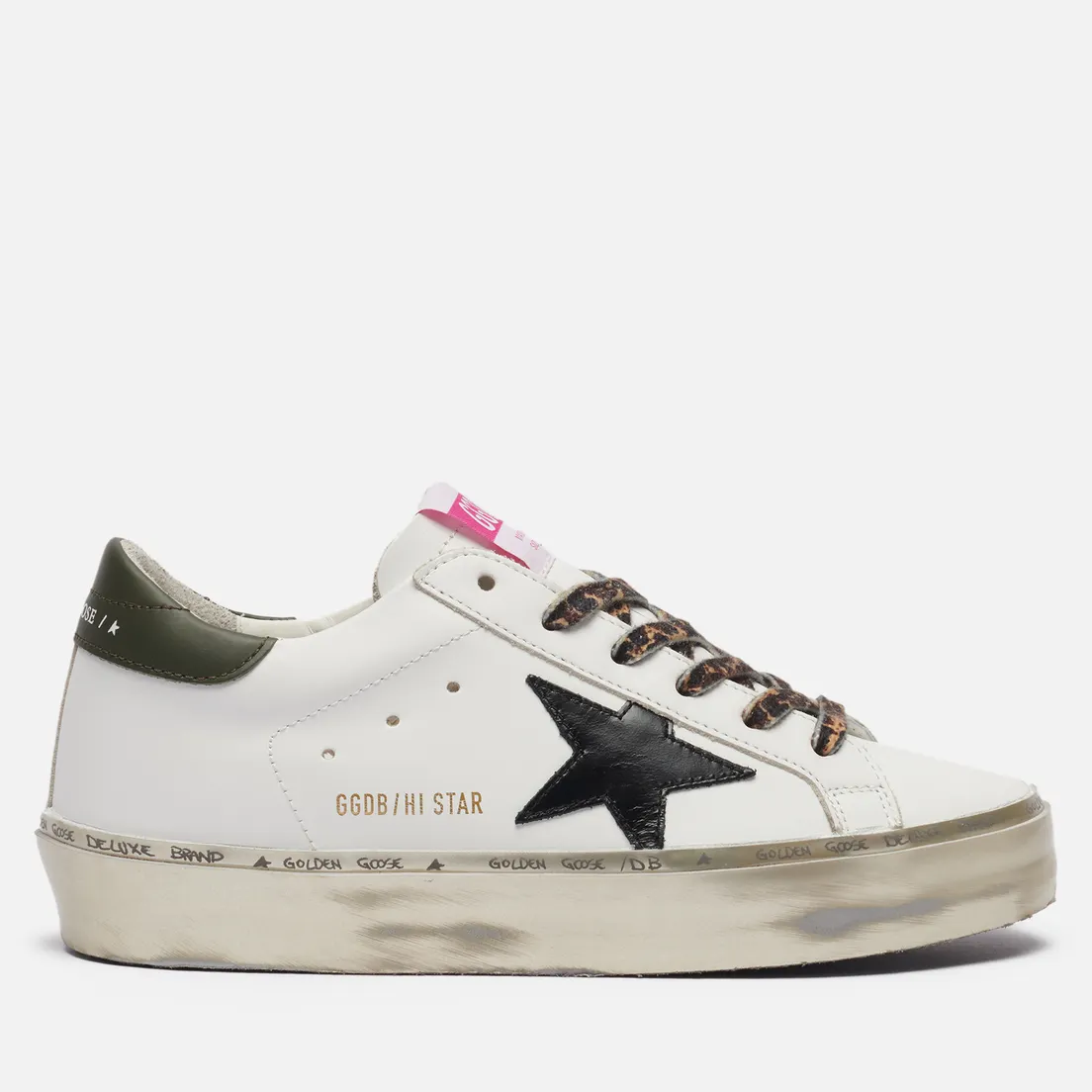 Golden Goose Женские кроссовки Hi Star Leather/Laminated Star Sparkle Foxing