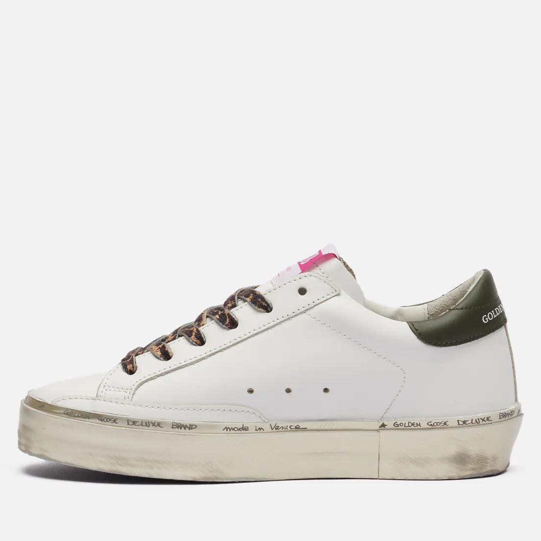 Golden Goose Женские кроссовки Hi Star Leather/Laminated Star Sparkle Foxing