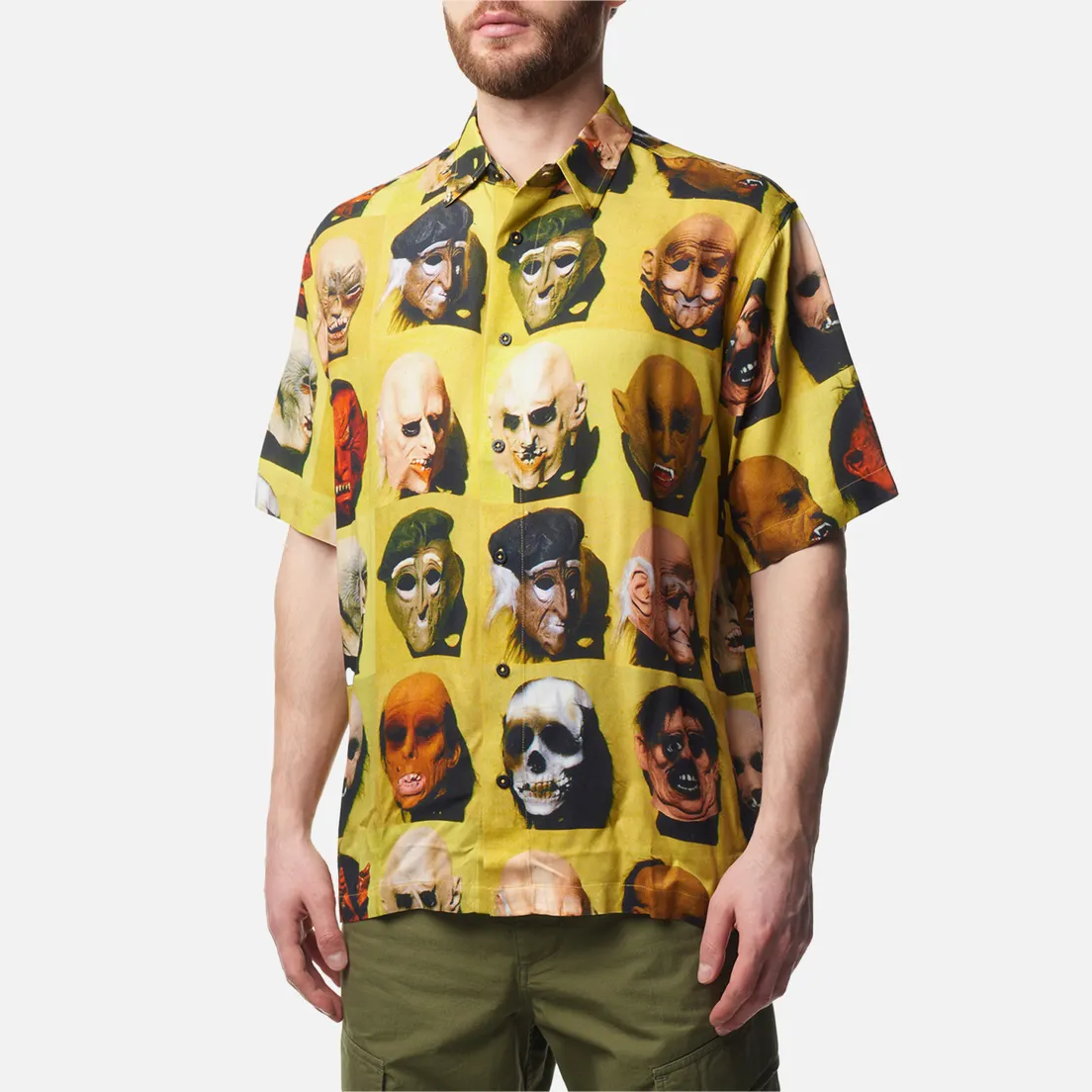 GX1000 Мужская рубашка Rayon Mask Button Up