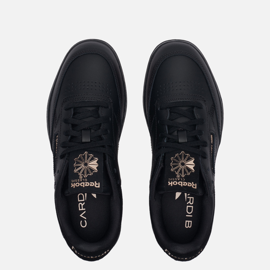 Женские кроссовки Reebok x Cardi B Club C Coated Core Black/Vector Red/Rose Gold