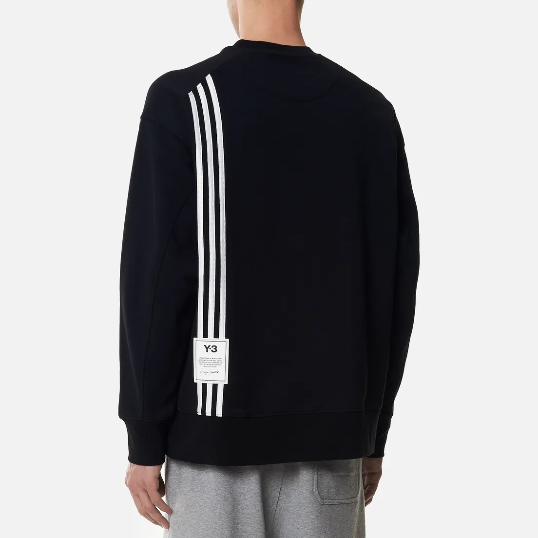 Y-3 Мужская толстовка 3 Stripe Terry Crew Neck