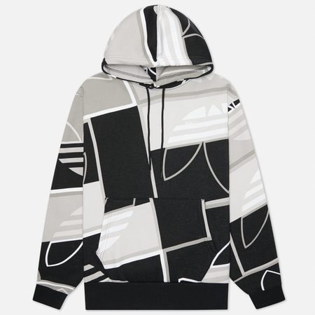 Мужская толстовка adidas Originals All Over Print Logo Play Hoodie, цвет чёрный, размер M