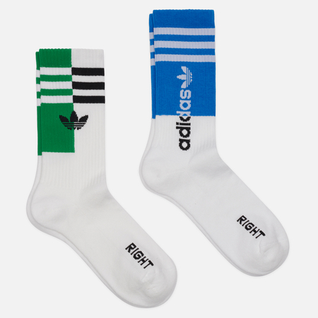 Комплект носков adidas Originals 2-Pack Color Block Crew, цвет белый, размер 43-45 EU