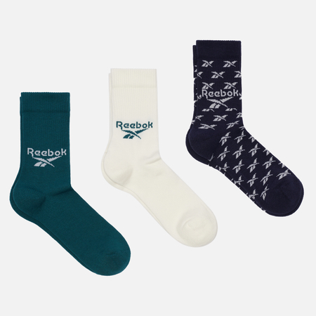 Комплект носков Reebok 3-Pack Classic Fold-Over Crew, цвет комбинированный, размер 43-45 EU