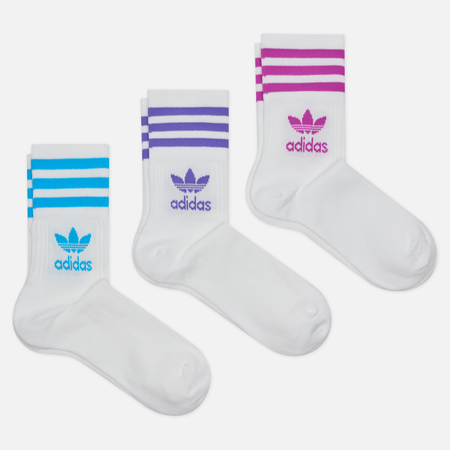 Комплект носков adidas Originals 3-Pack Mid-Cut Crew, цвет белый, размер 37-39 EU