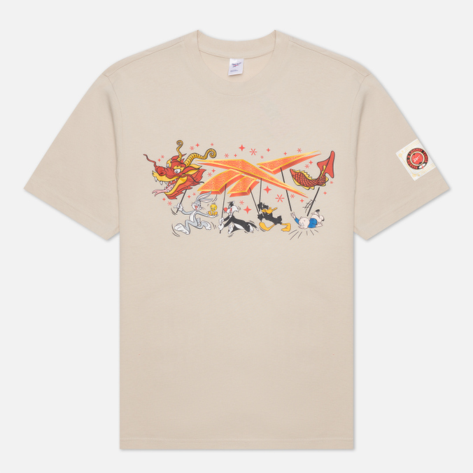 Мужская футболка Reebok, цвет бежевый, размер XS HG1515 x Looney Tunes Print - фото 1