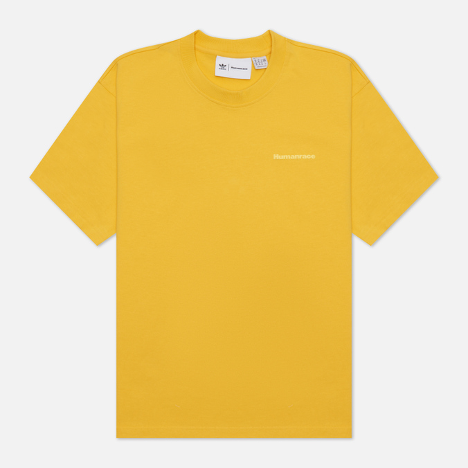 Мужская футболка adidas Originals, цвет жёлтый, размер S HG1806 x Pharrell Williams Basics Human Race Logo - фото 1