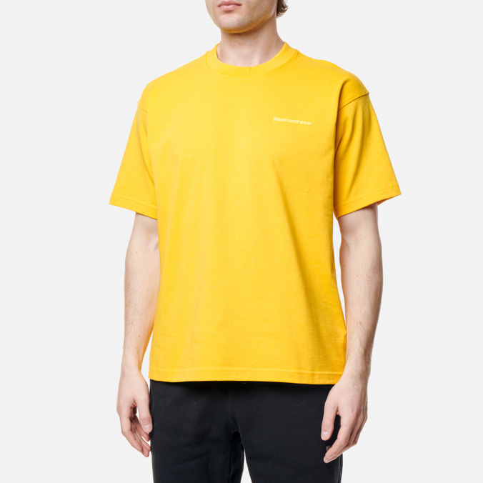 Мужская футболка adidas Originals, цвет жёлтый, размер S HG1806 x Pharrell Williams Basics Human Race Logo - фото 4