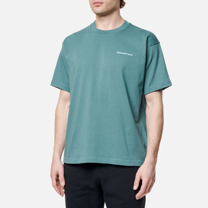Мужская футболка adidas Originals, цвет зелёный, размер S HI2957 x Pharrell Williams Basics Human Race Logo - фото 4